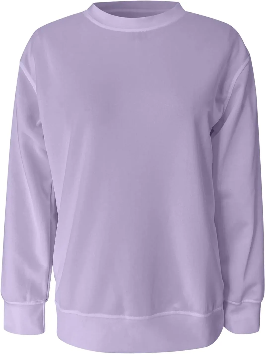 LCMTWX Womens Casual Round Neck Sweatshirt Long Sleeve Top Cute Pullovers Plus Size Loose Solid Pullover Sweater Sweatshirts