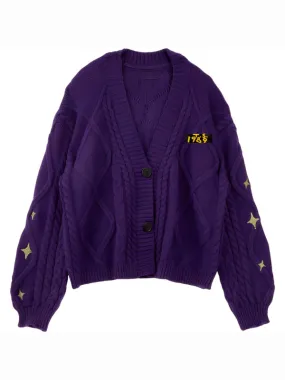 Leticia New Embroidered Bright Color Loose Casual Cardigan Sweater