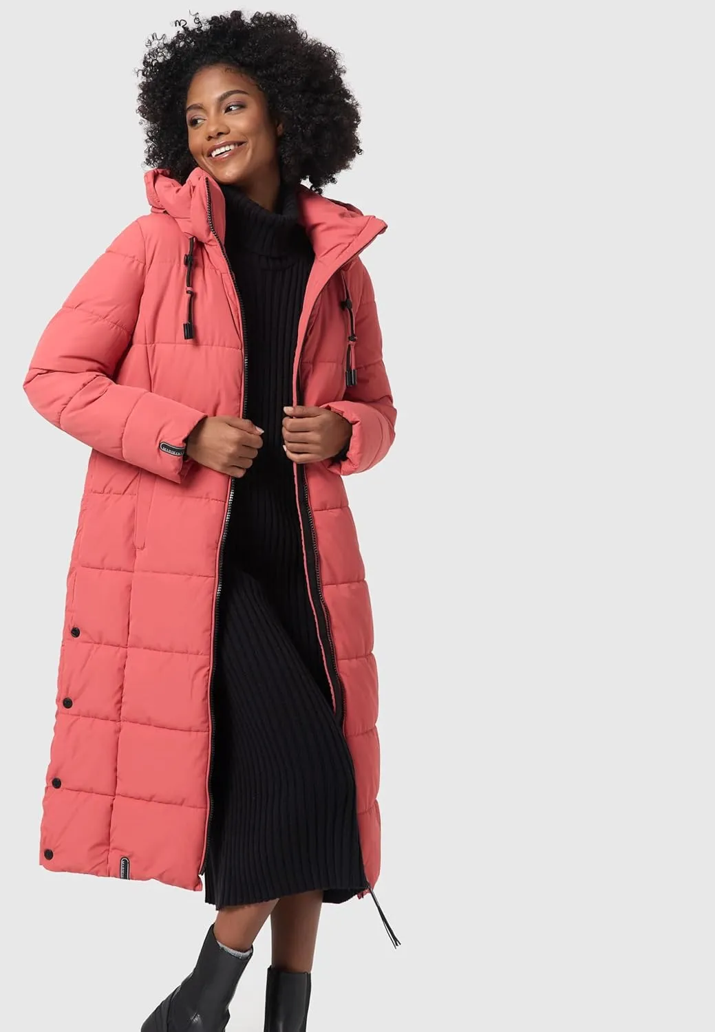Long Fall & Winter Coat for Women | Detachable Hood | Quilted Women’s Calf-Length Jacket | Nadeshikoo XVI XS-5XL