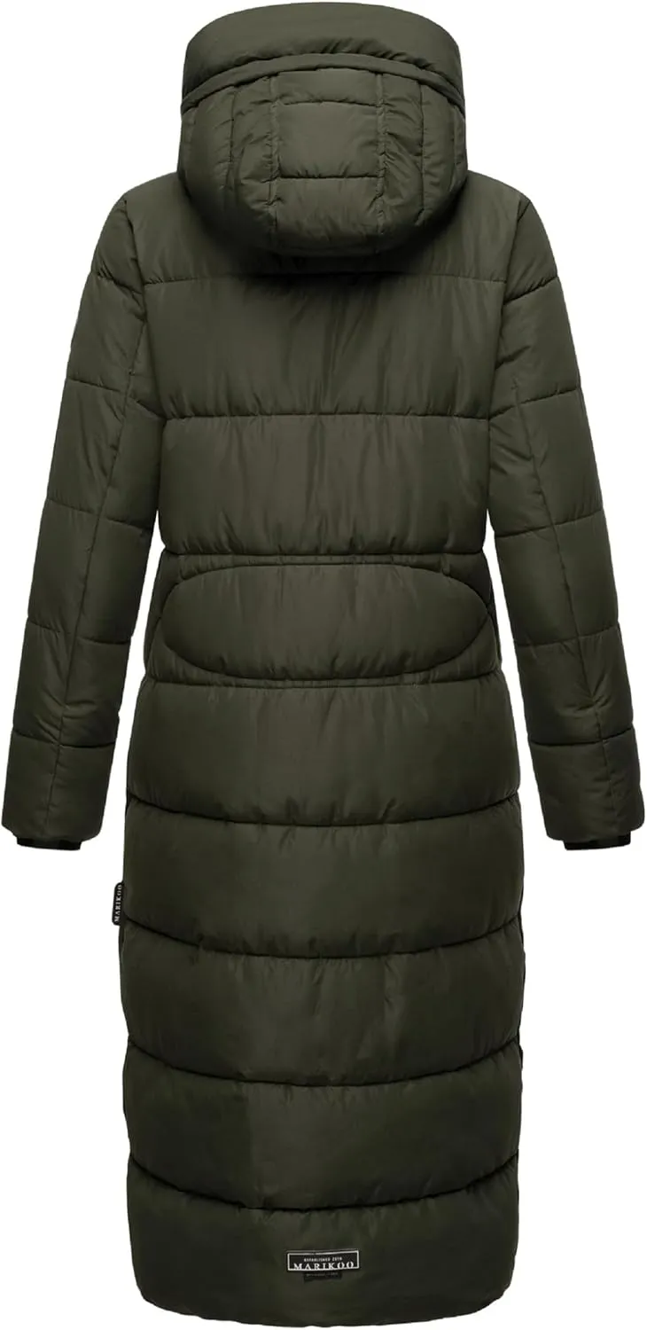 Long Fall & Winter Coat for Women | Detachable Hood | Quilted Women’s Calf-Length Jacket | Nadeshikoo XVI XS-5XL