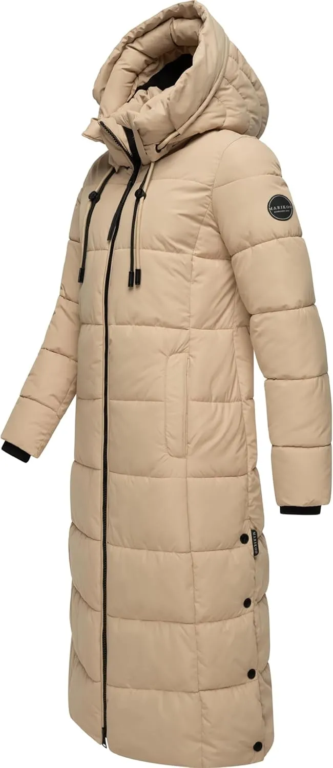 Long Fall & Winter Coat for Women | Detachable Hood | Quilted Women’s Calf-Length Jacket | Nadeshikoo XVI XS-5XL