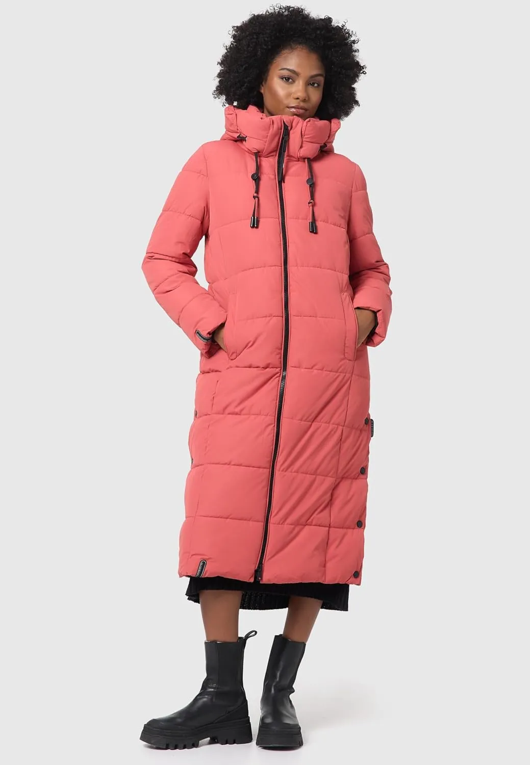 Long Fall & Winter Coat for Women | Detachable Hood | Quilted Women’s Calf-Length Jacket | Nadeshikoo XVI XS-5XL