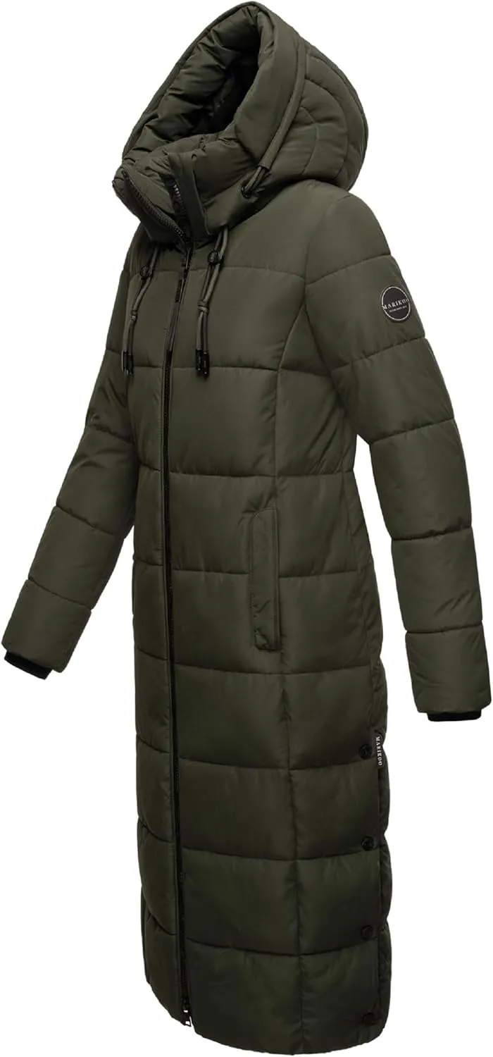 Long Fall & Winter Coat for Women | Detachable Hood | Quilted Women’s Calf-Length Jacket | Nadeshikoo XVI XS-5XL