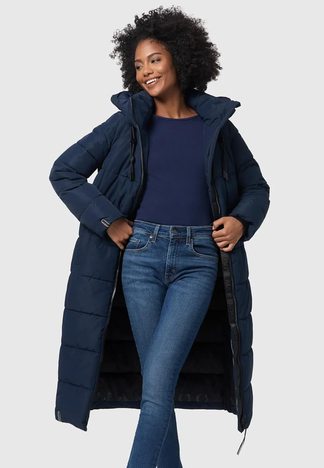 Long Fall & Winter Coat for Women | Detachable Hood | Quilted Women’s Calf-Length Jacket | Nadeshikoo XVI XS-5XL