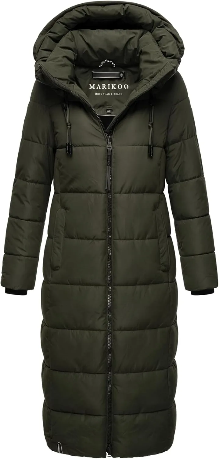 Long Fall & Winter Coat for Women | Detachable Hood | Quilted Women’s Calf-Length Jacket | Nadeshikoo XVI XS-5XL