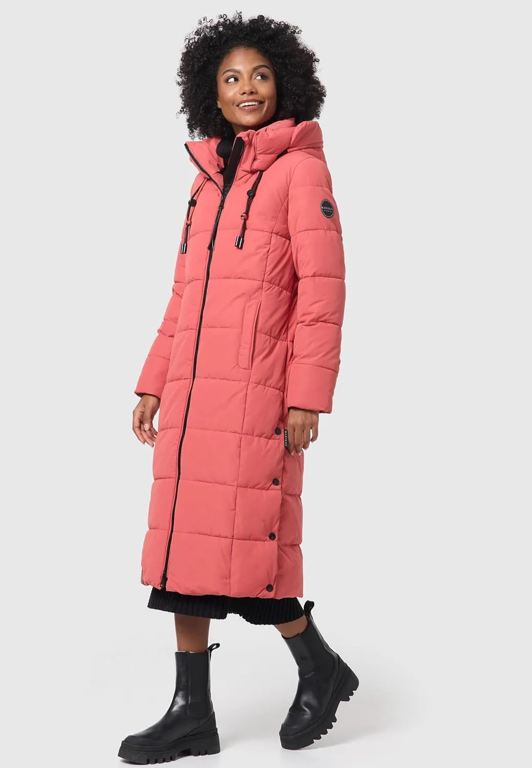 Long Fall & Winter Coat for Women | Detachable Hood | Quilted Women’s Calf-Length Jacket | Nadeshikoo XVI XS-5XL