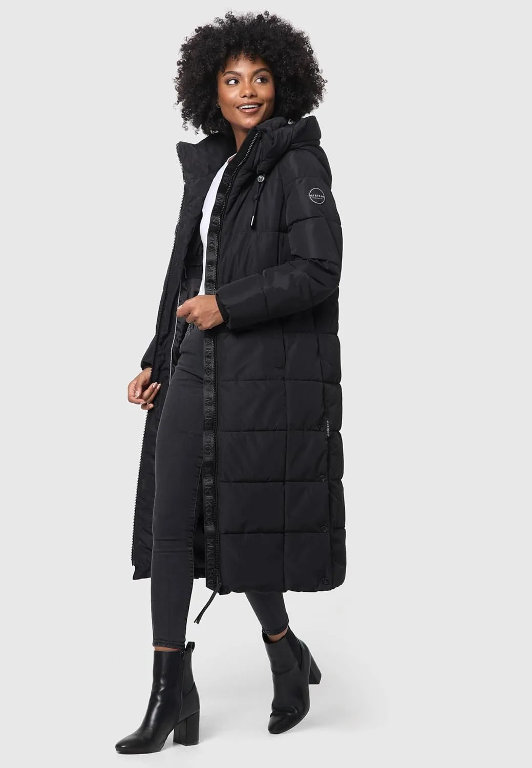 Long Fall & Winter Coat for Women | Detachable Hood | Quilted Women’s Calf-Length Jacket | Nadeshikoo XVI XS-5XL
