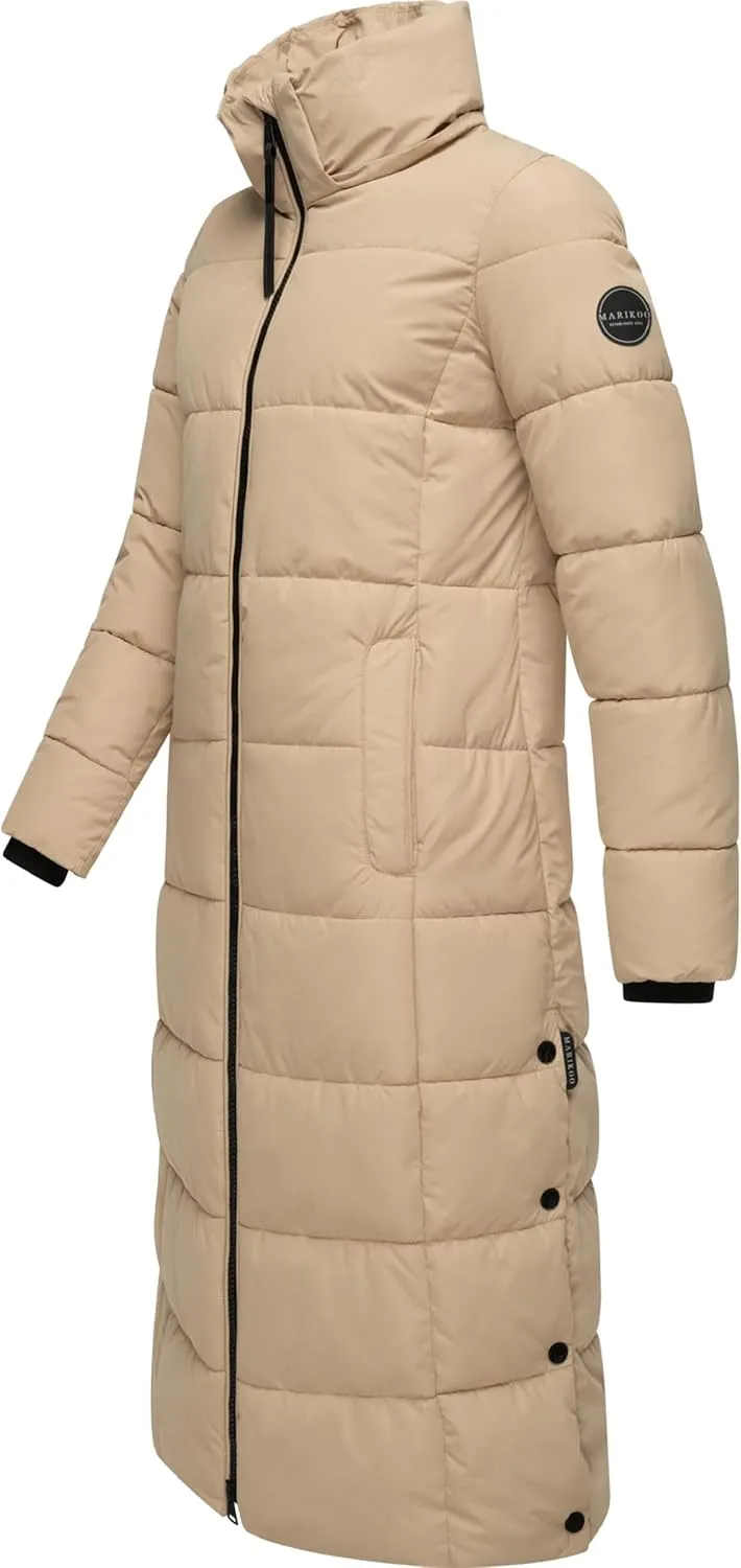 Long Fall & Winter Coat for Women | Detachable Hood | Quilted Women’s Calf-Length Jacket | Nadeshikoo XVI XS-5XL
