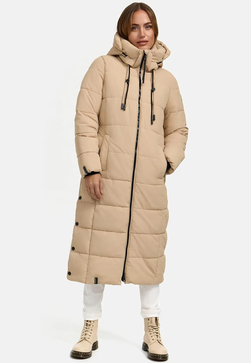 Long Fall & Winter Coat for Women | Detachable Hood | Quilted Women’s Calf-Length Jacket | Nadeshikoo XVI XS-5XL