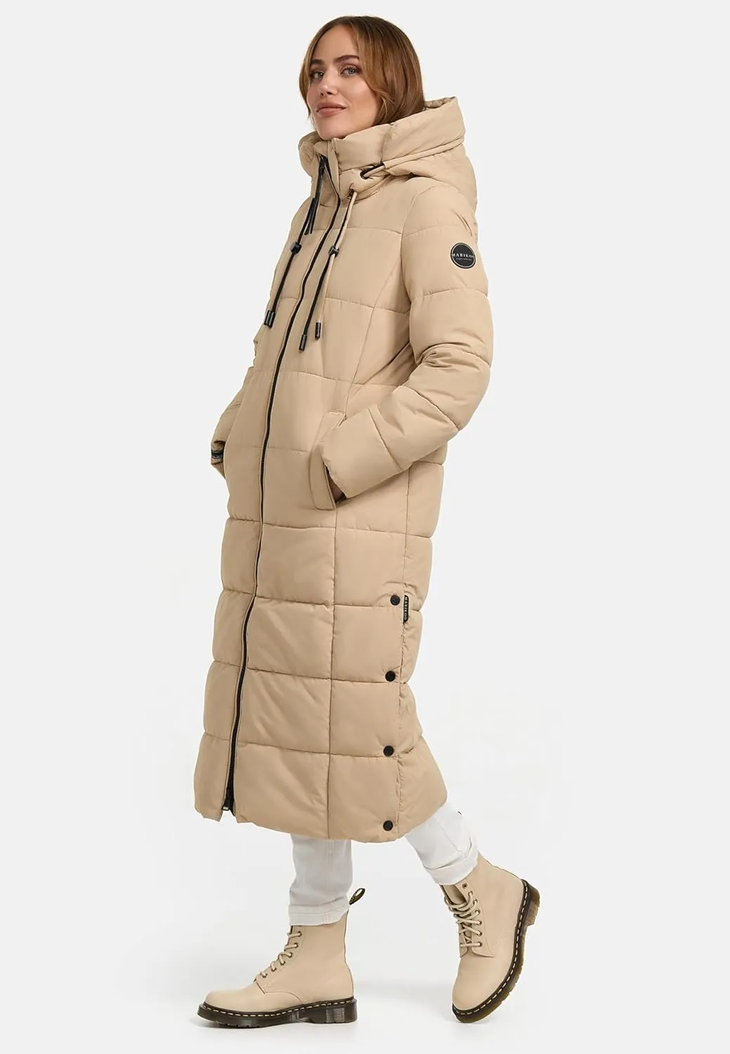 Long Fall & Winter Coat for Women | Detachable Hood | Quilted Women’s Calf-Length Jacket | Nadeshikoo XVI XS-5XL