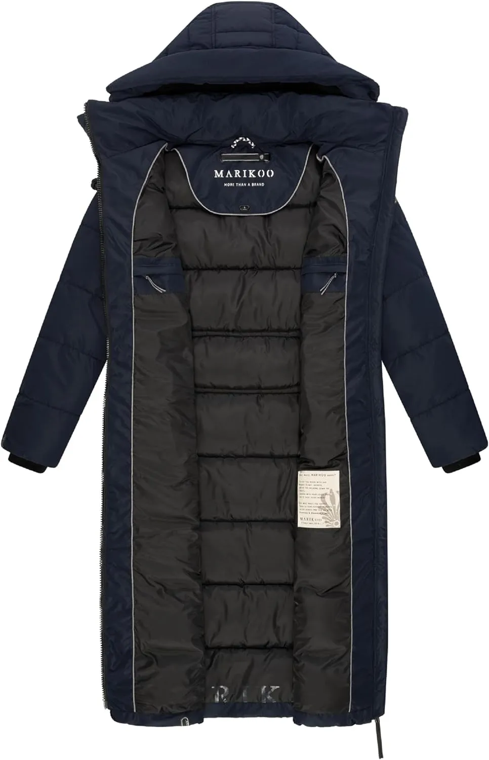 Long Fall & Winter Coat for Women | Detachable Hood | Quilted Women’s Calf-Length Jacket | Nadeshikoo XVI XS-5XL