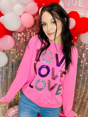 LOVE Sequin Pink Sweater