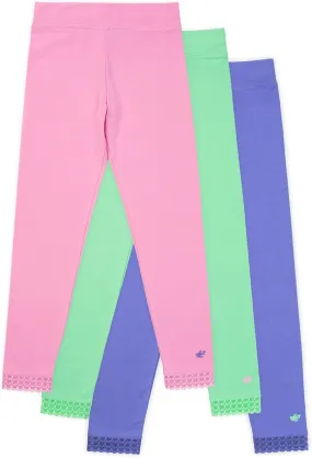 Lucky & Me | Jada Girls Leggings | Tagless | Full Length, Lace Trim, Wide Waistband | 3-Pack