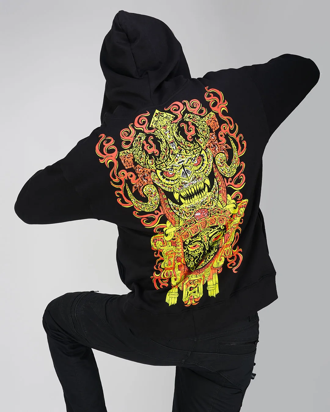 Macabra Queen | Oversized Zip-Up Hoodie | UV Light Reactive & Glow In Dark