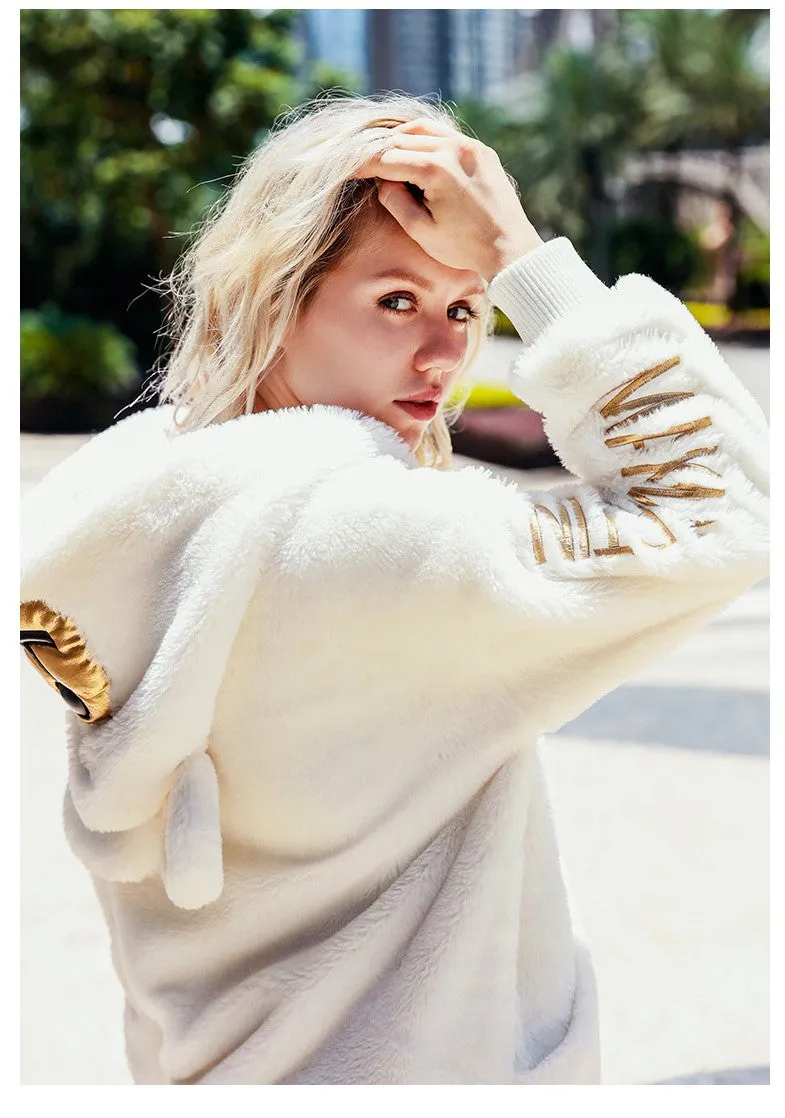 MAXMARTIN OVERSIZE ZIP UP HOODIE FAUX FUR