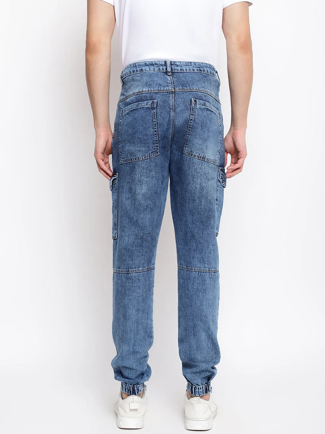 Men Mid Blue Denim Joggers