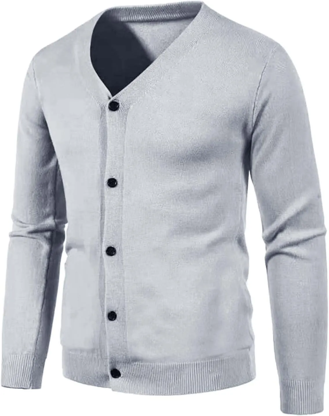 Men's Cardigan Sweaters with Button Slim Fit Casual Lightweight Casual V Neck Long Sleeve Solid Color Knitted Sweater