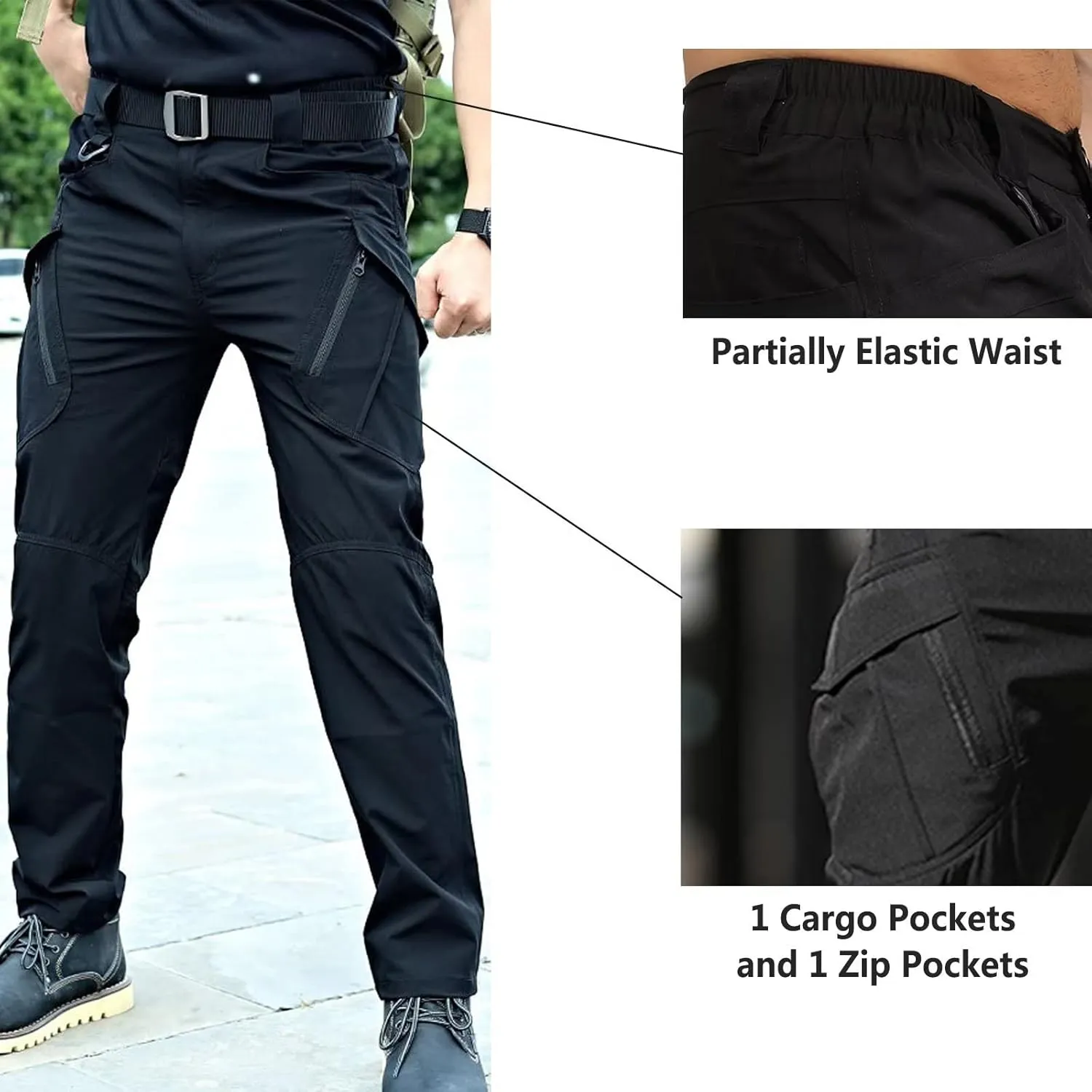 Mens Outdoor Tactical Pant Lightweight Cargo Jogger Waterproof Hiking Work Multi Pockets