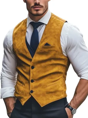 Men's Single Breasted Suede Vintage Vest