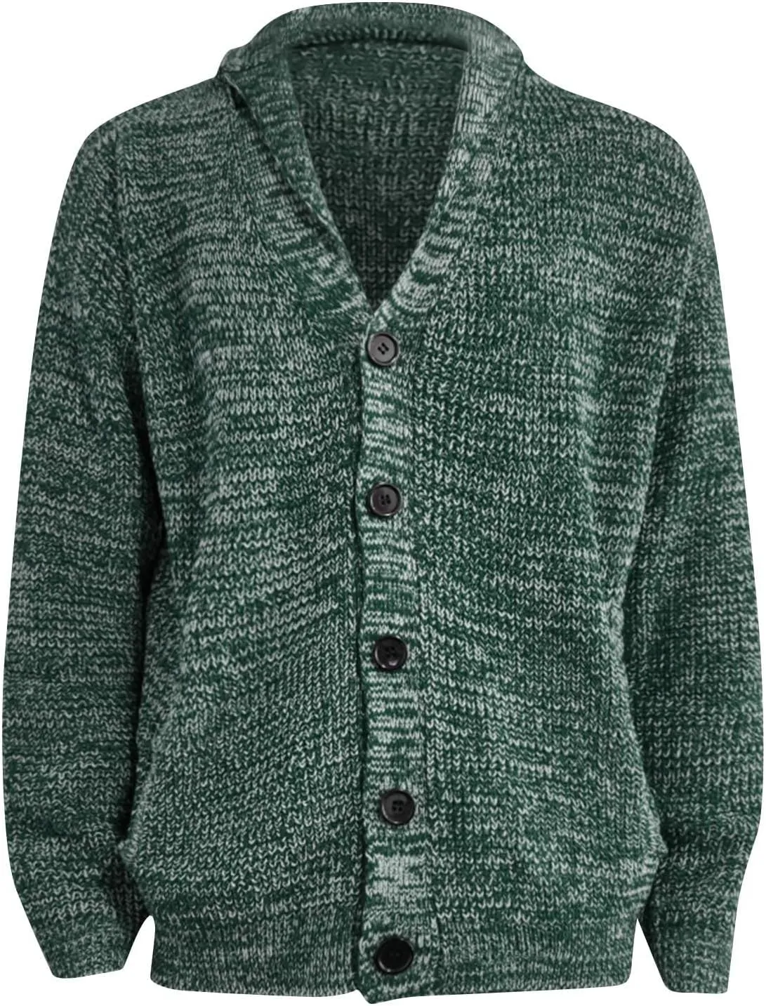 Mens Sweater Cardigan Casual Long Sleeve Shawl Collar Buttons Down Cable Knit Cardigan Sweater, XXL-5XL