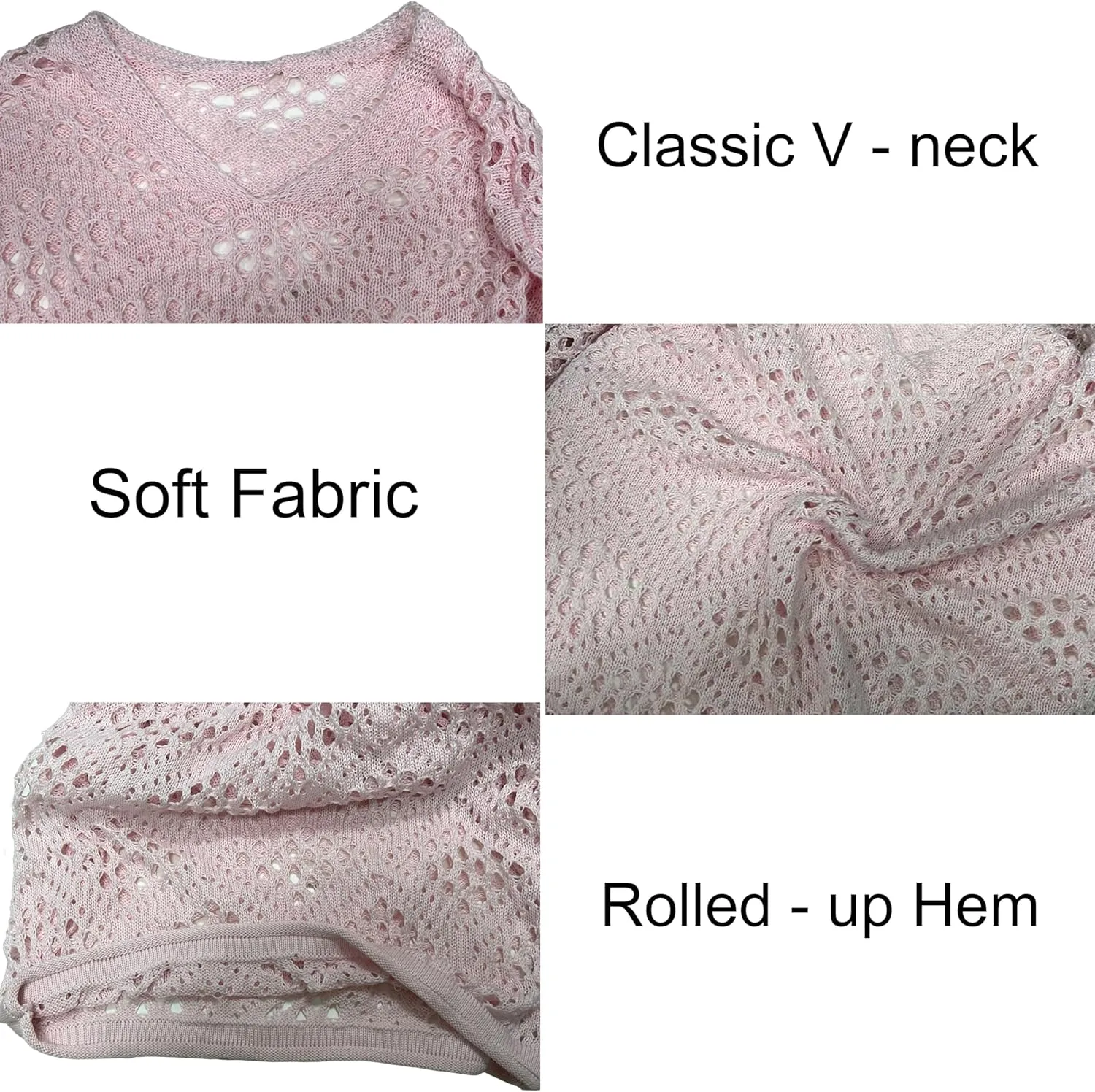 NASKY Women’s Casual Knit Pullover Hollow-Out 3/4 Batwing Sleeve Lightweight and Comfortable Boho Chic Summer Sweater