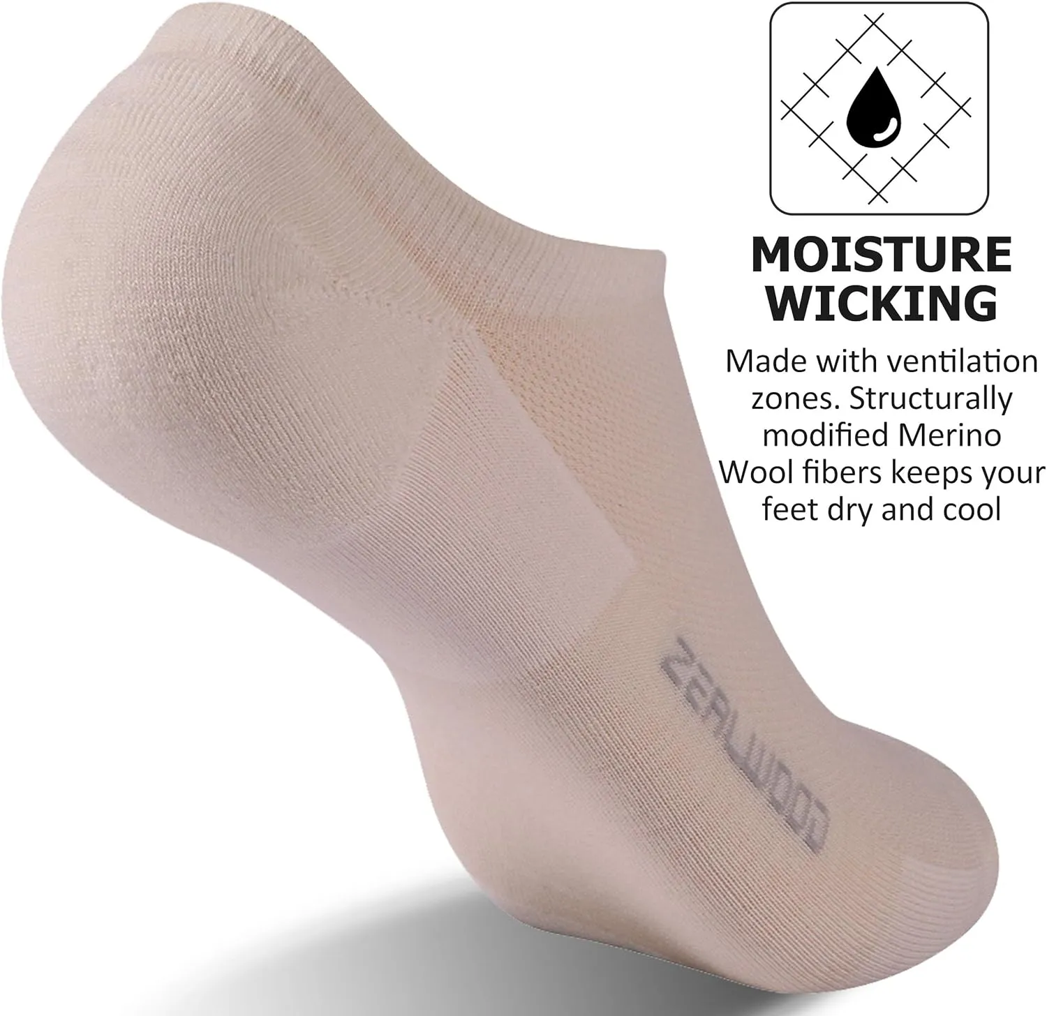 No Show Athletic Socks, ZEALWOOD Unisex Merino Wool Ultra-Light Running Tennis Golf Socks,1/3 Pairs