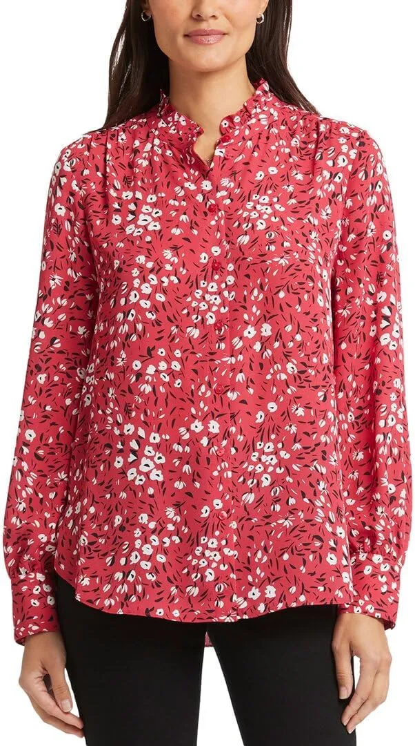 NYDJ Women's Ruffle Neck Blouse