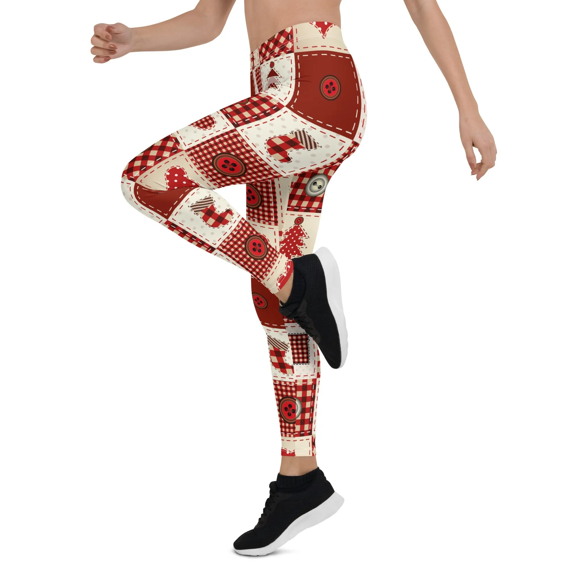Red Christmas Patchwork Leggings