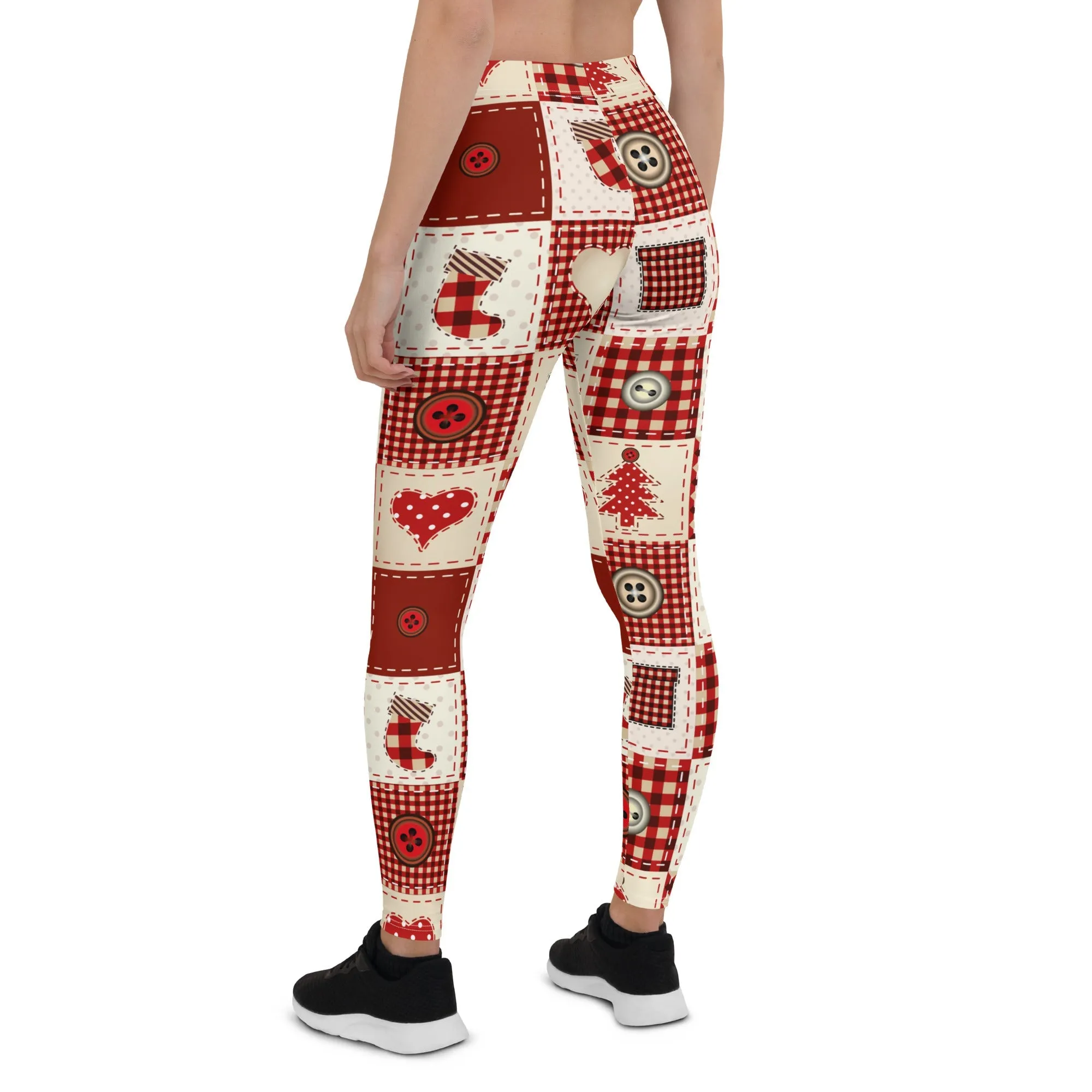 Red Christmas Patchwork Leggings