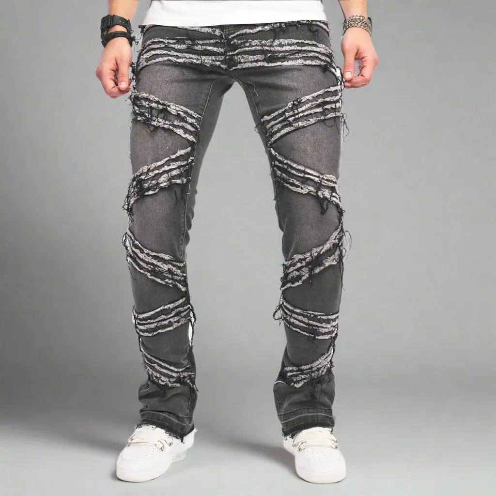 Ripped Stretchy Denim Streetwear Tearing Patchwork