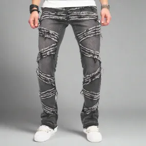 Ripped Stretchy Denim Streetwear Tearing Patchwork