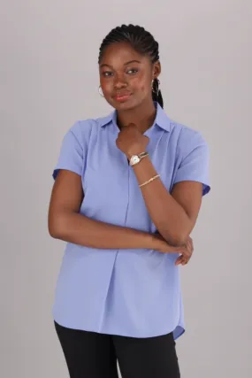 Rose V-neck blouse - light blue