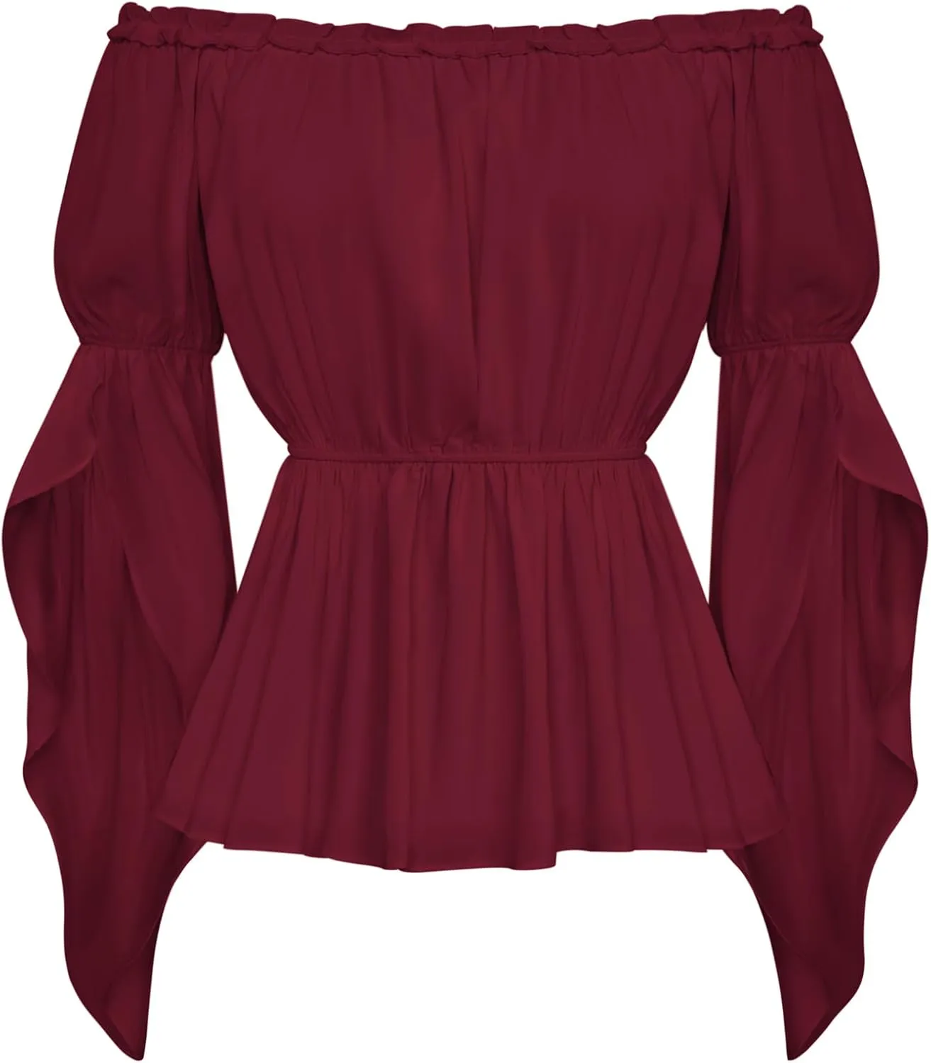 Scarlet Darkness Renaissance Shirt Women Trumpet Sleeve Peasant Blouse Pirate Tops