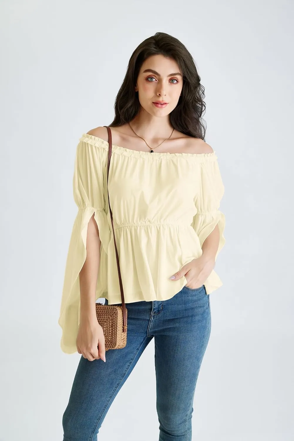 Scarlet Darkness Renaissance Shirt Women Trumpet Sleeve Peasant Blouse Pirate Tops