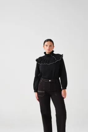seventy   mochi Victoria Blouse in Black Denim