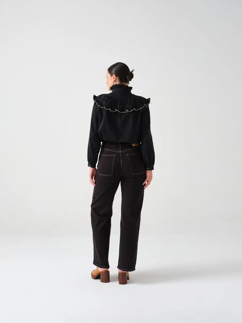 seventy   mochi Victoria Blouse in Black Denim
