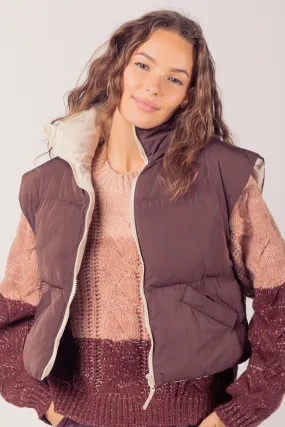 Sharp Contrast Vest - Chocolate