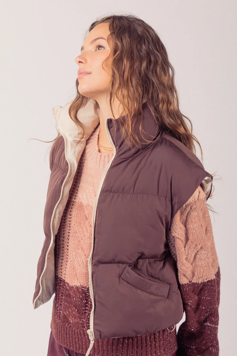 Sharp Contrast Vest - Chocolate