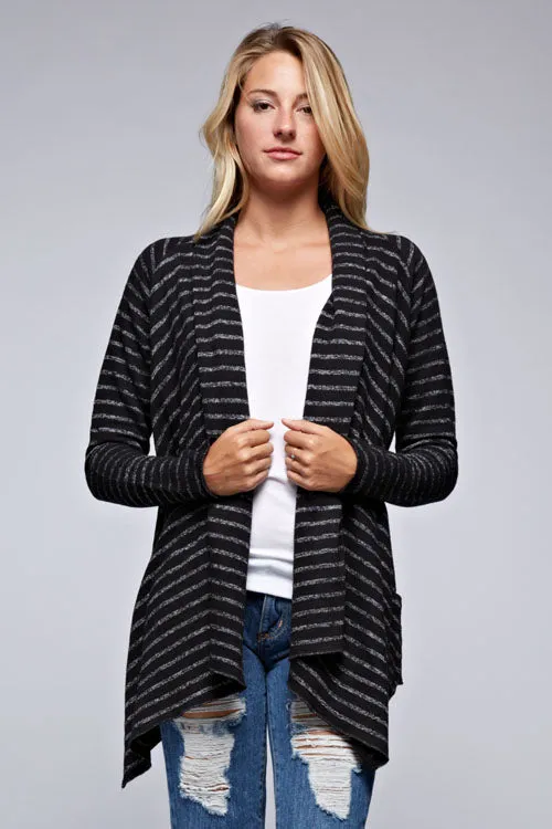 Striped Long Sleeve French Terry Cardigan