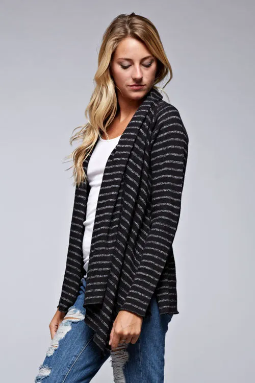 Striped Long Sleeve French Terry Cardigan