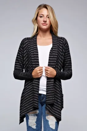 Striped Long Sleeve French Terry Cardigan