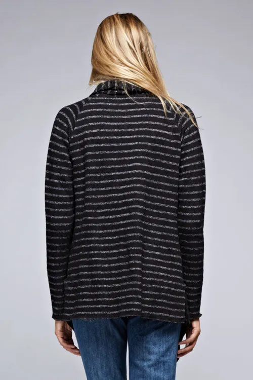 Striped Long Sleeve French Terry Cardigan