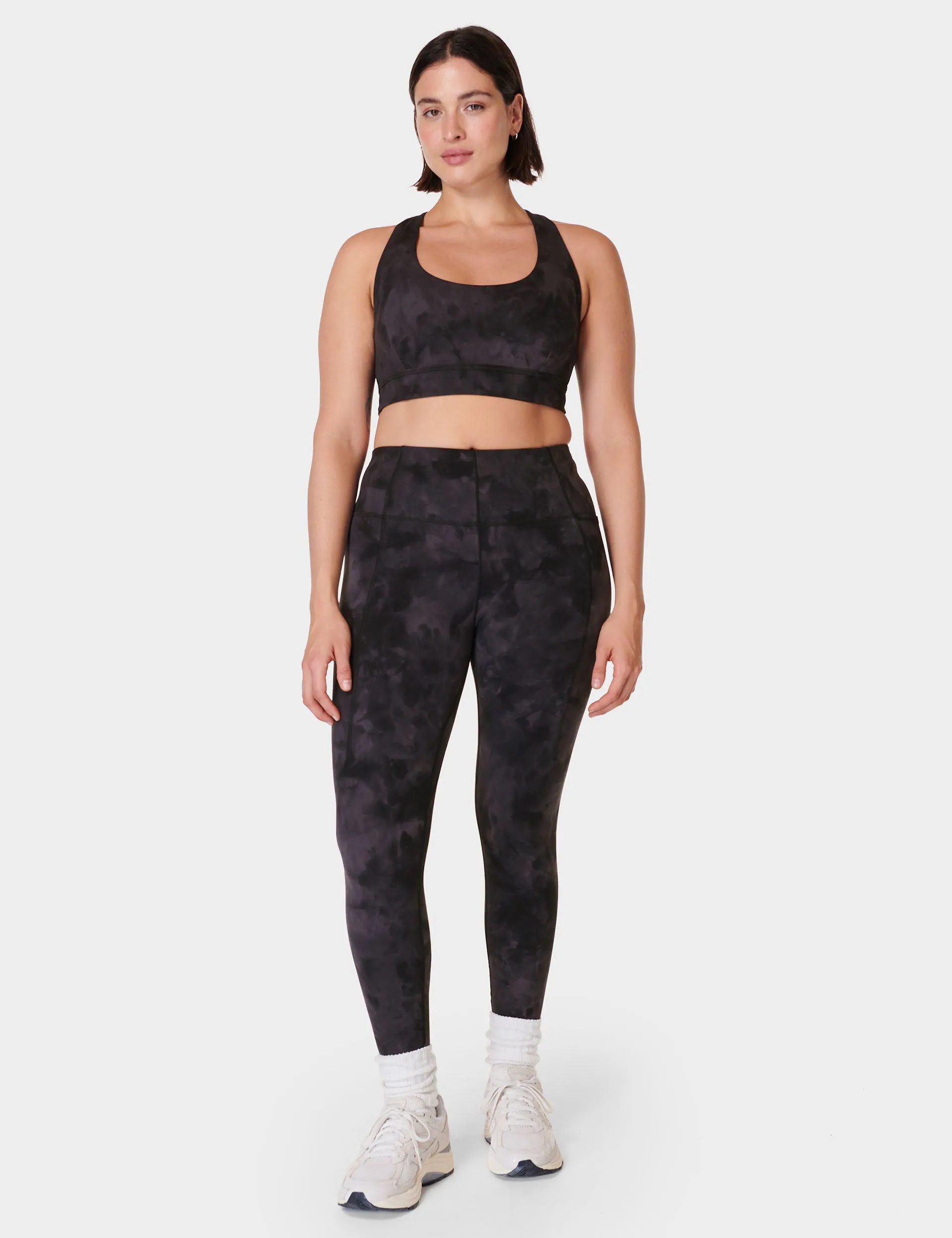 Super Soft 7/8 Yoga Leggings - Black Spray Dye Print