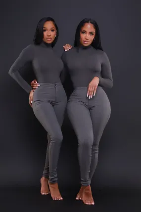 Super Swank High Waist Stretchy Jeans - Charcoal