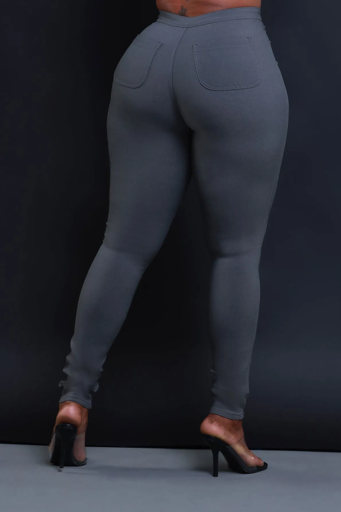 Super Swank High Waist Stretchy Jeans - Charcoal