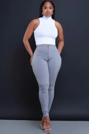 Super Swank High Waist Stretchy Jeans - Grey