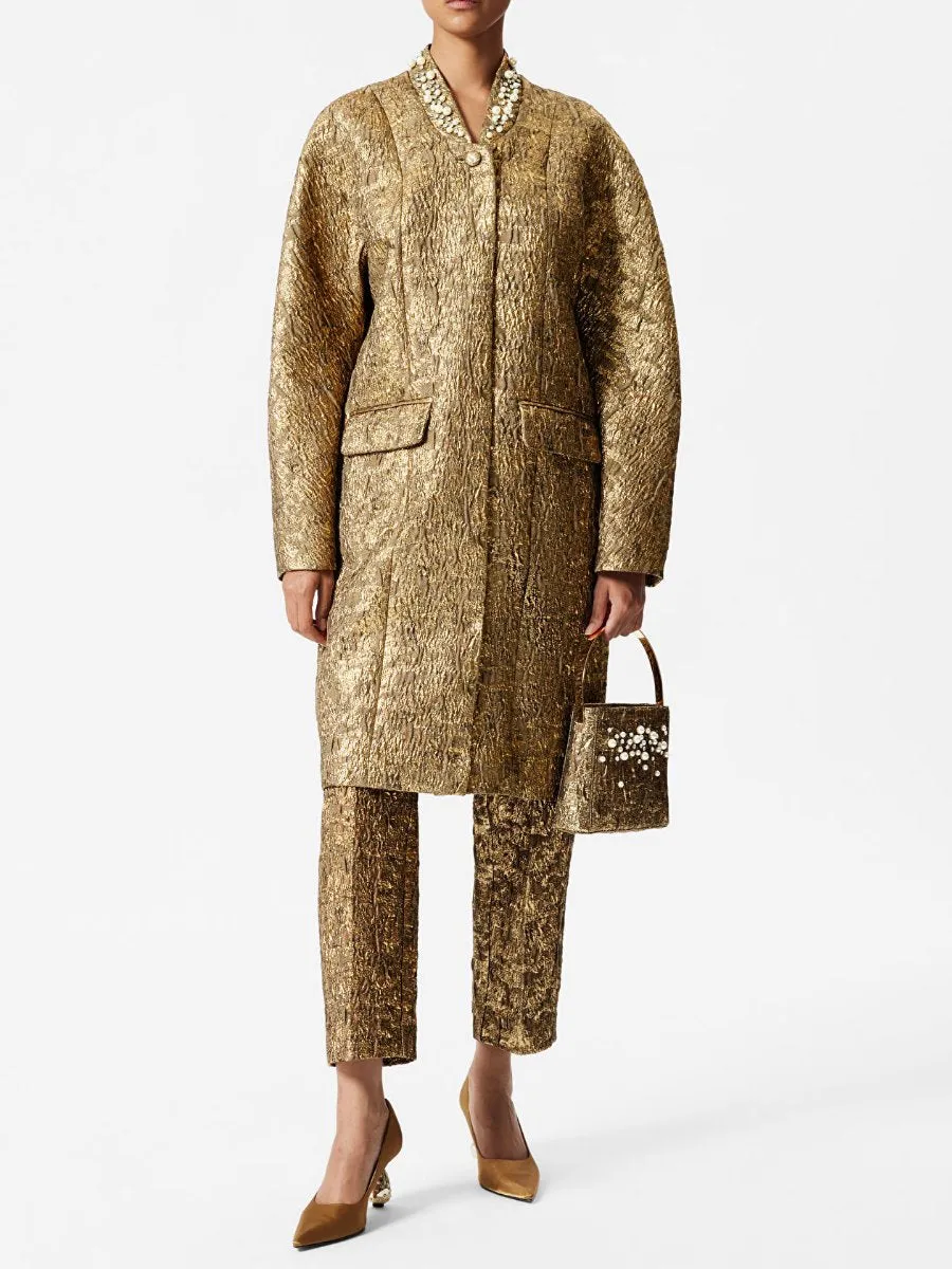 Tailored Metallic Jacquard Coat