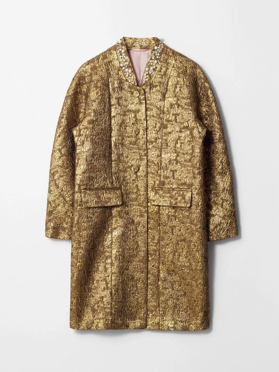Tailored Metallic Jacquard Coat