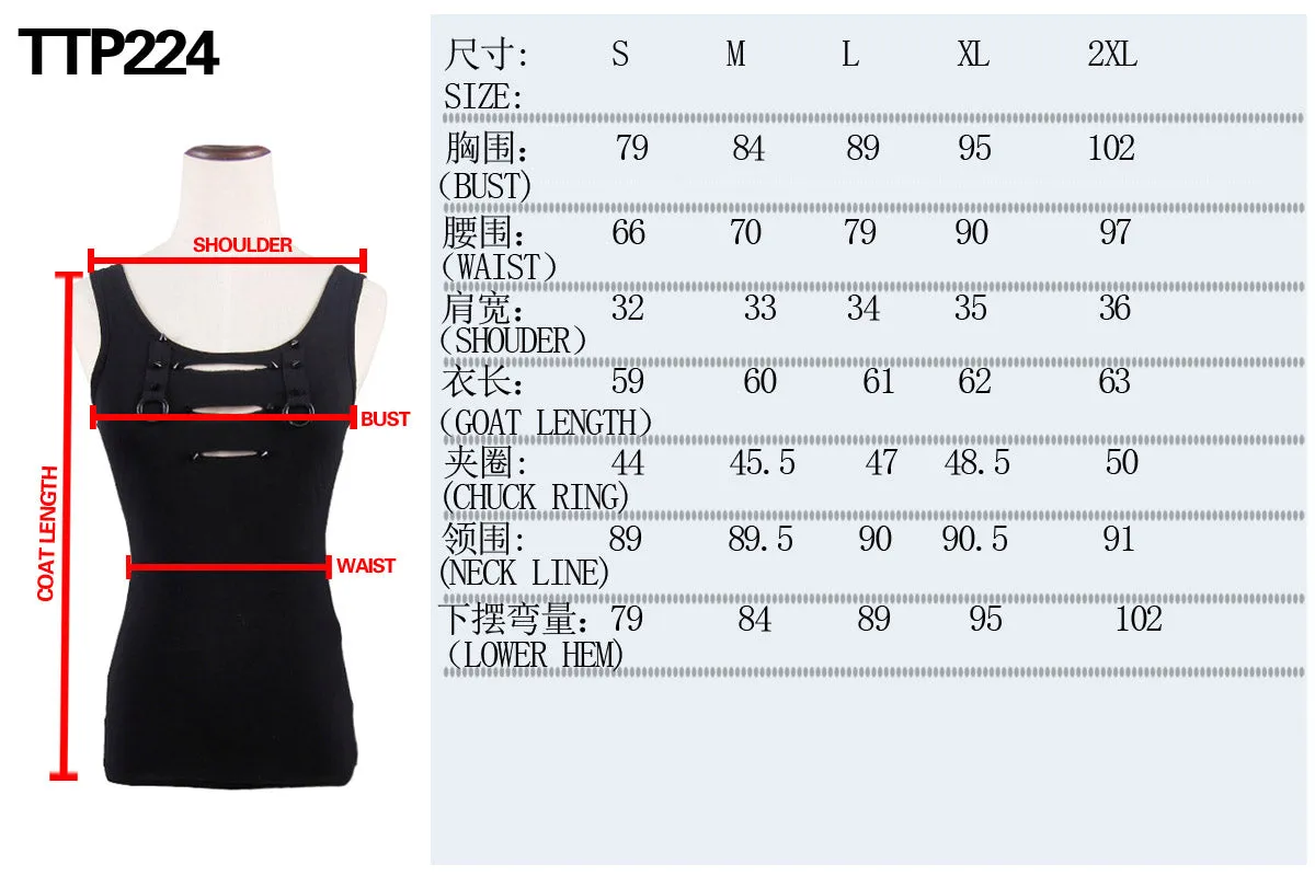 TTP224 summer punk daily life simple style broken holes women cotton vest