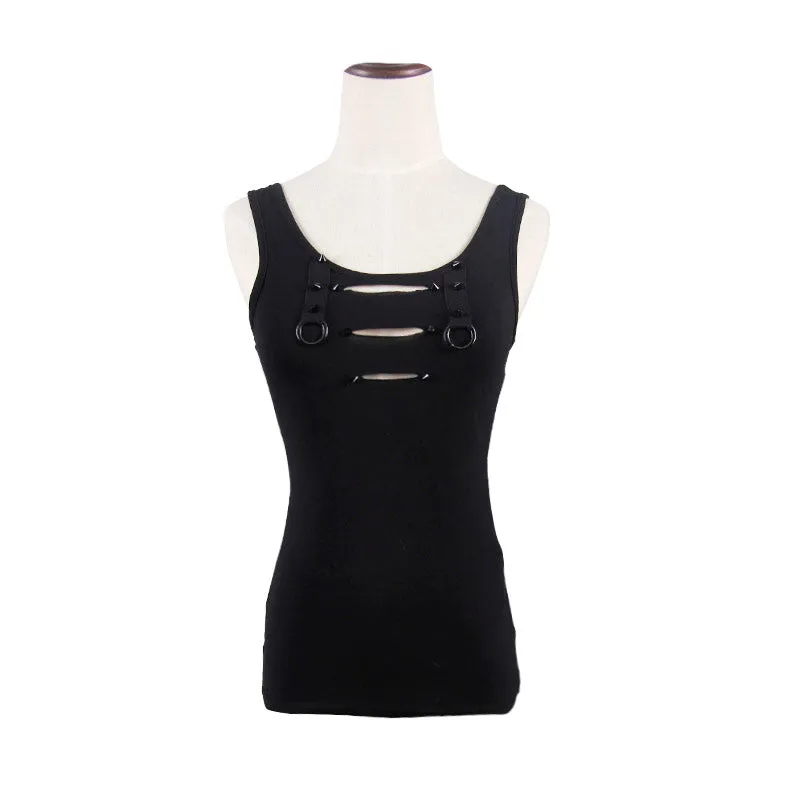 TTP224 summer punk daily life simple style broken holes women cotton vest
